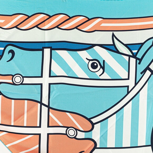 HERMES Authentic Blue Silk Scarf - Picture 2 of 7